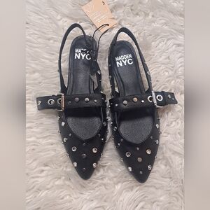 Brand New Madden NYC Black Studded Women's Shoes With Comfort Foam Insole.